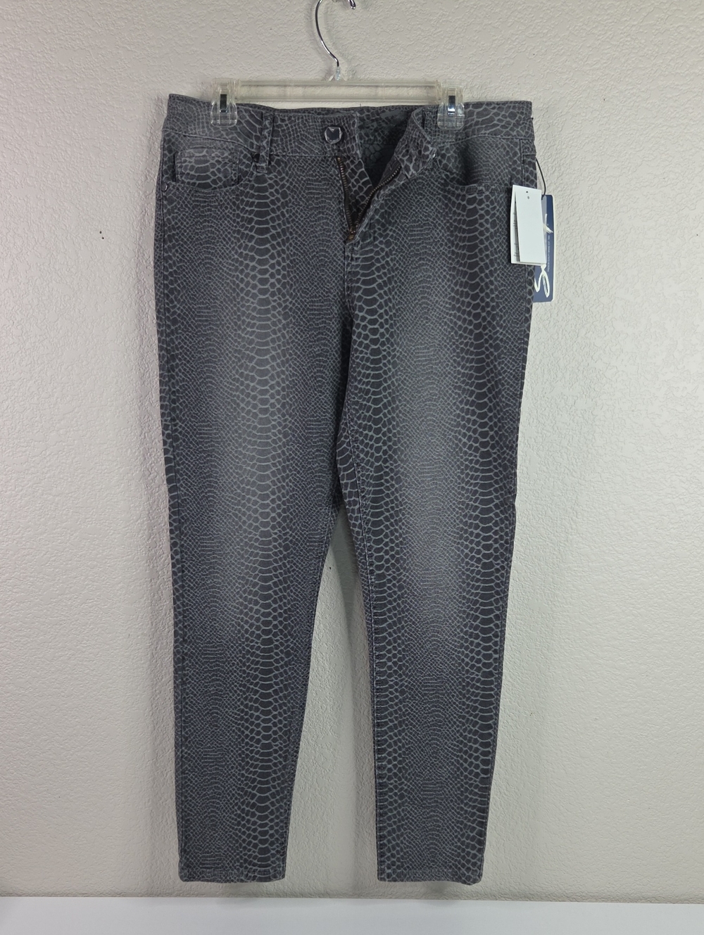 Seven7 Gray Snake-Print Skinny Jeans